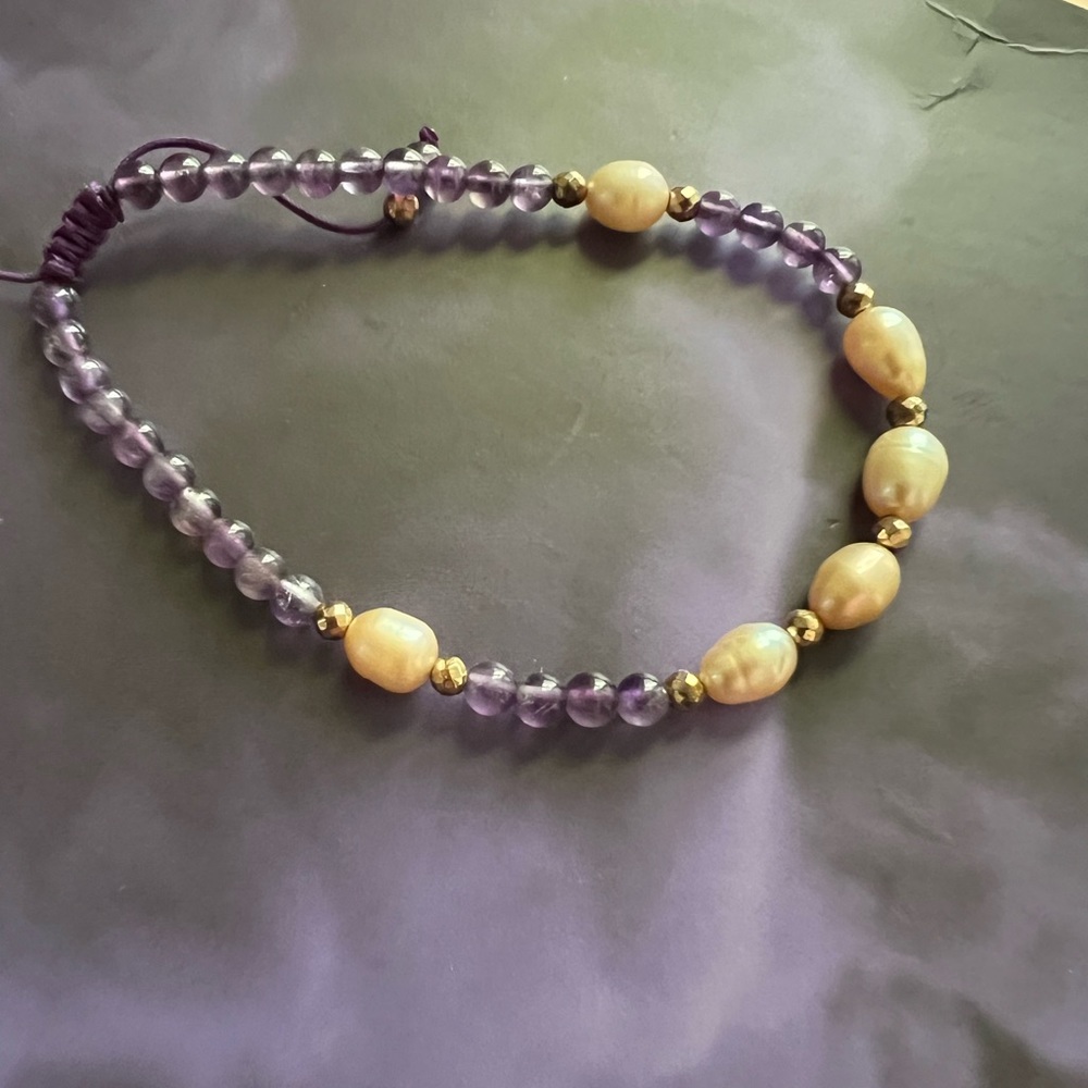 bracelet with pearls and amethyst